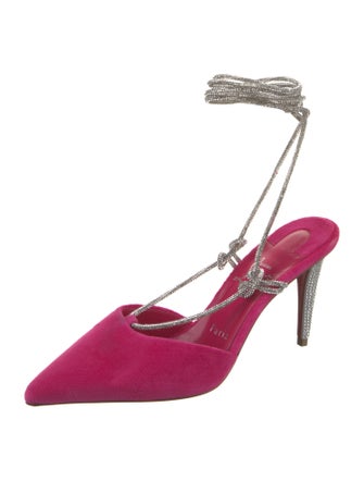 Christian Louboutin Velvet Colorblock Pattern Slingback Pumps