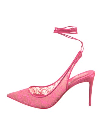Christian Louboutin Lace Lace Pattern Slingback Pumps