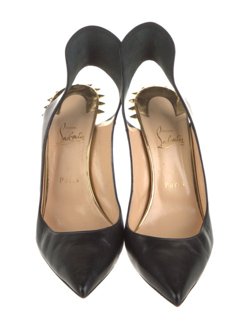 Christian Louboutin Spike Accents Leather Slingback Pumps