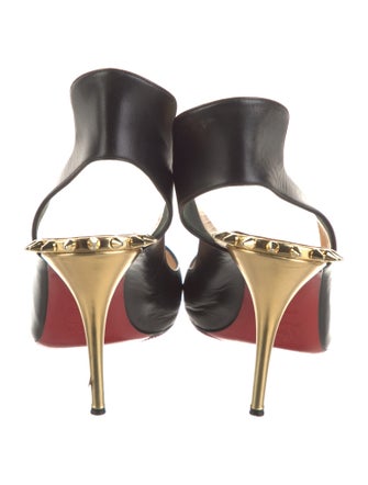 Christian Louboutin Spike Accents Leather Slingback Pumps