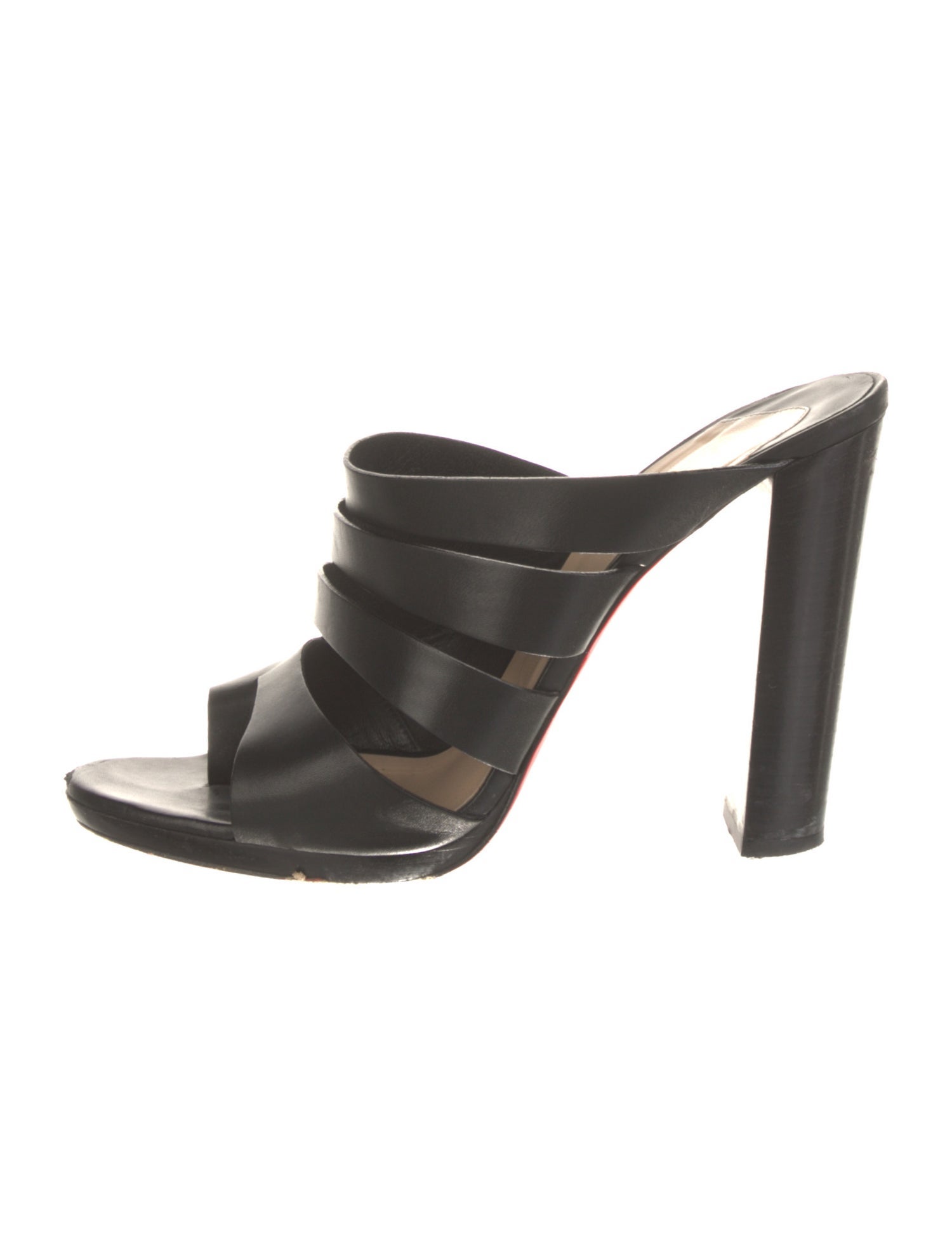 Christian Louboutin Spike Accents Leather Slides