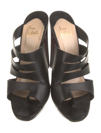 Christian Louboutin Spike Accents Leather Slides