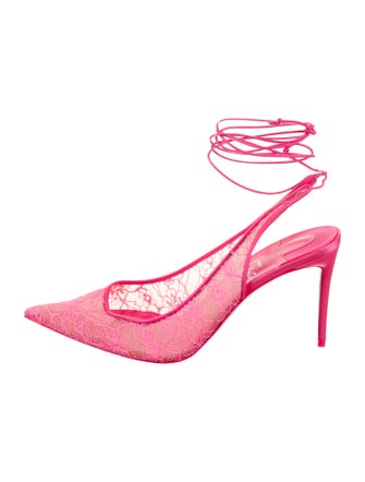 Christian Louboutin Lace Lace Pattern Slingback Pumps