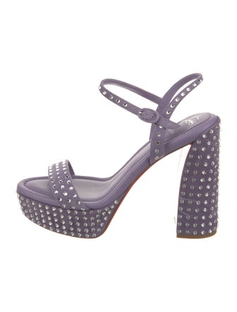 Christian Louboutin Suede Crystal Embellishments Slingback Sandals