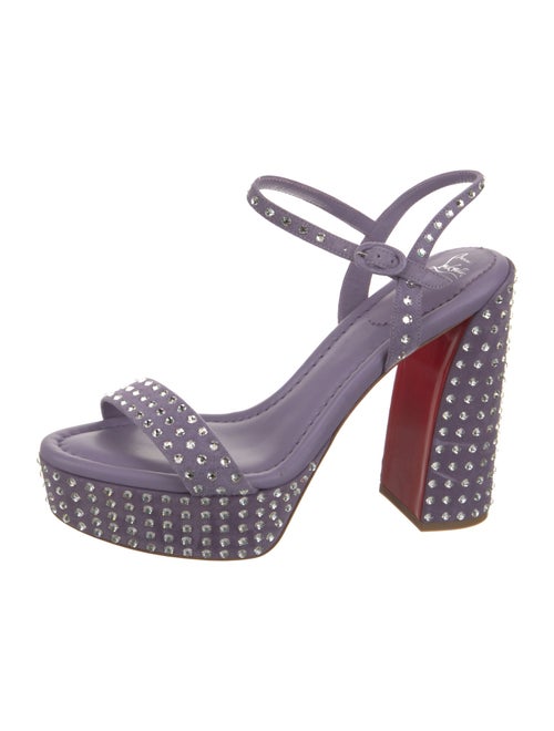 Christian Louboutin Suede Crystal Embellishments Slingback Sandals