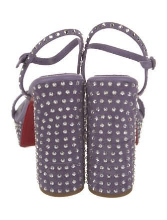 Christian Louboutin Suede Crystal Embellishments Slingback Sandals