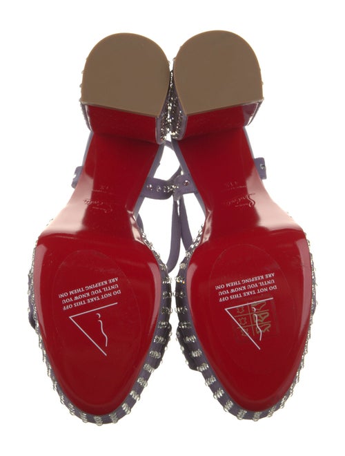 Christian Louboutin Suede Crystal Embellishments Slingback Sandals