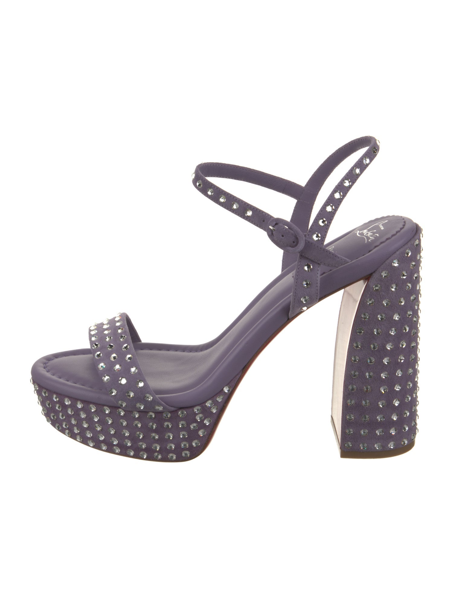 Christian Louboutin Suede Crystal Embellishments Slingback Sandals