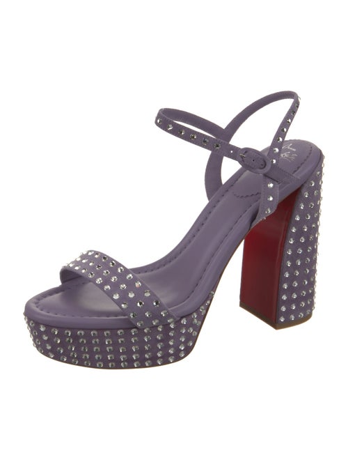 Christian Louboutin Suede Crystal Embellishments Slingback Sandals