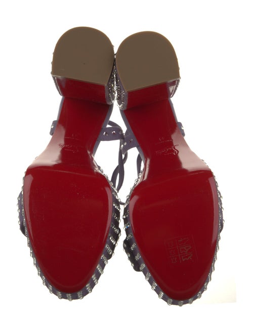 Christian Louboutin Suede Crystal Embellishments Slingback Sandals