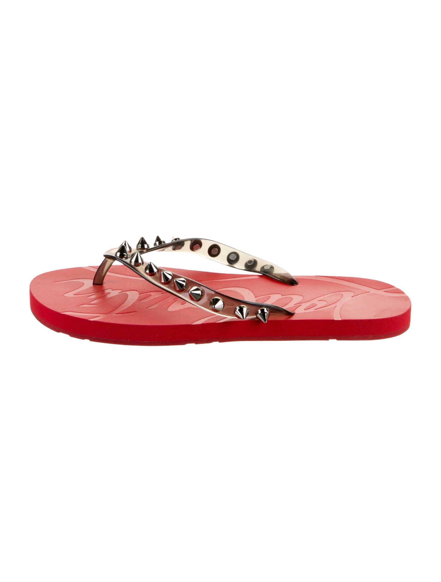 Christian Louboutin Rubber Studded Accents Flip Flops