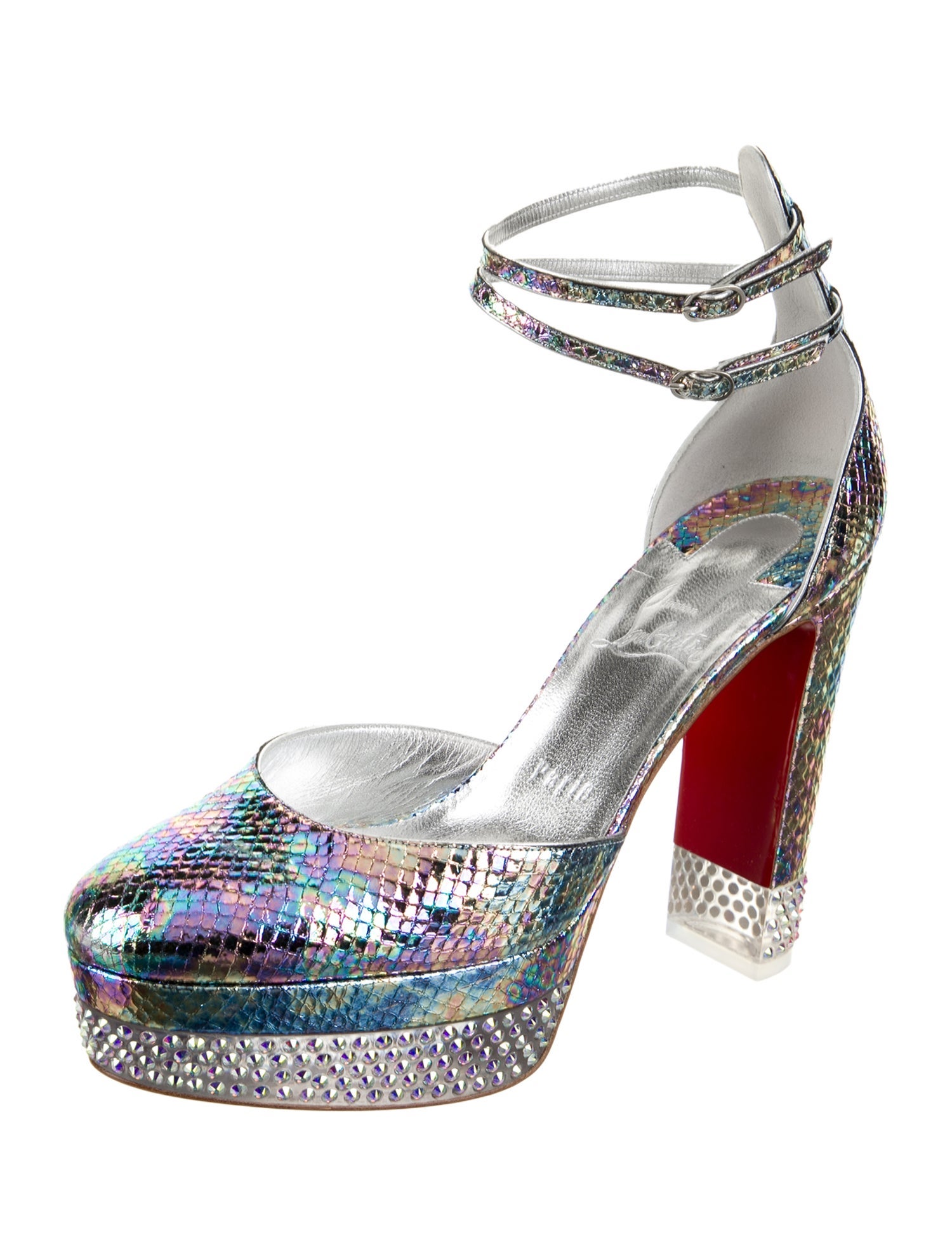 Christian Louboutin Embossed Leather Printed D'Orsay Pumps