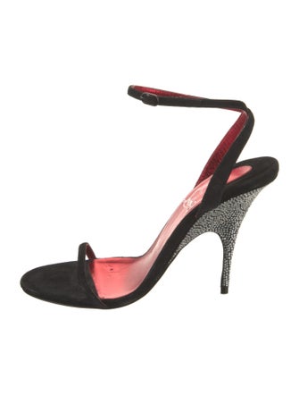 Christian Louboutin Suede Crystal Embellishments Sandals