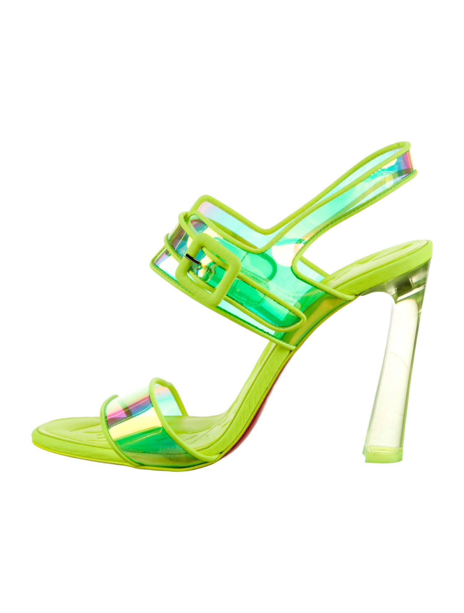 Christian Louboutin PVC Leather Trim Embellishment Slingback Sandals