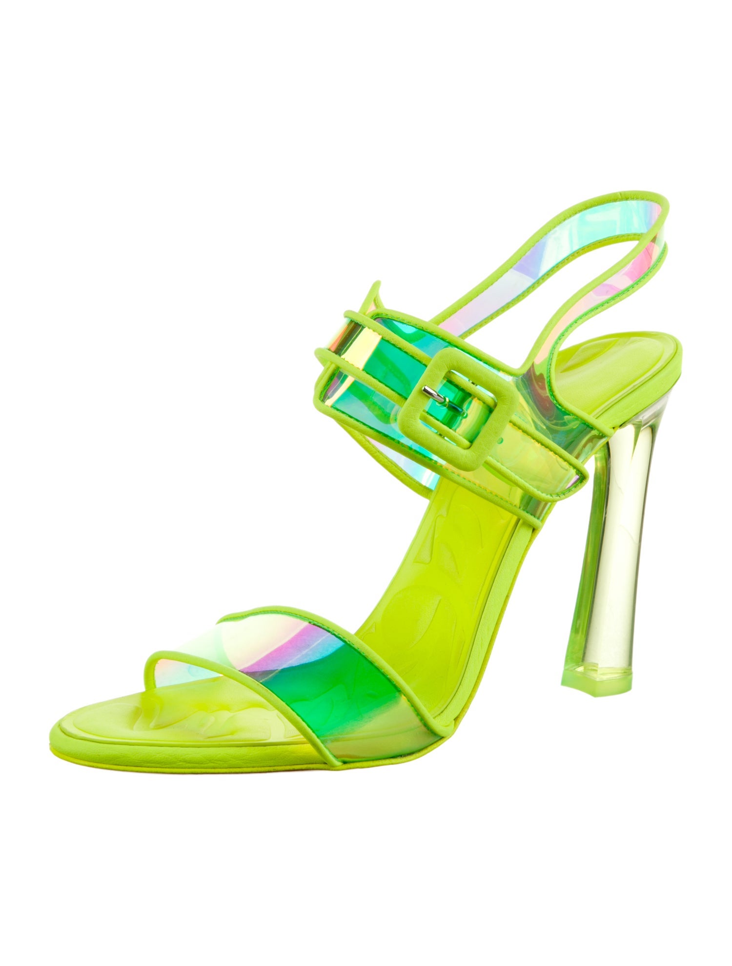 Christian Louboutin PVC Leather Trim Embellishment Slingback Sandals