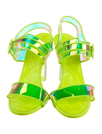 Christian Louboutin PVC Leather Trim Embellishment Slingback Sandals