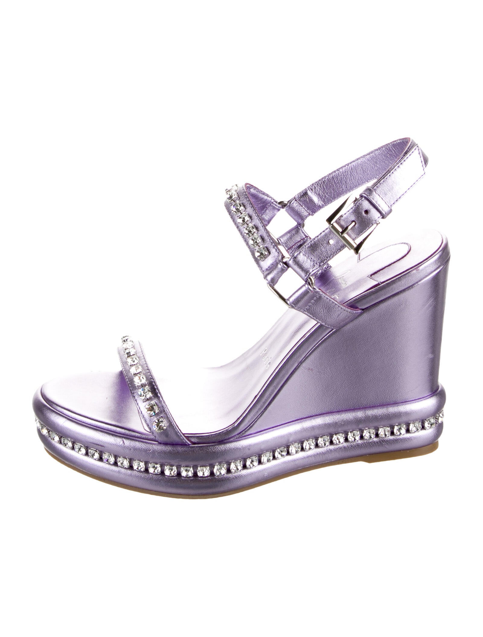 Christian Louboutin Leather Crystal Embellishments Espadrilles