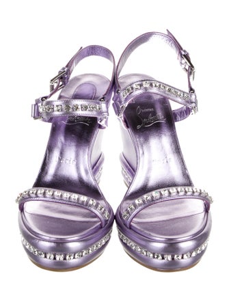 Christian Louboutin Leather Crystal Embellishments Espadrilles