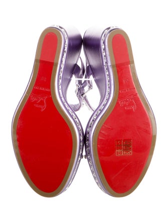 Christian Louboutin Leather Crystal Embellishments Espadrilles