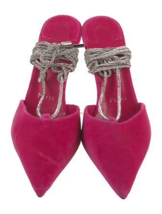 Christian Louboutin Velvet Colorblock Pattern Slingback Pumps