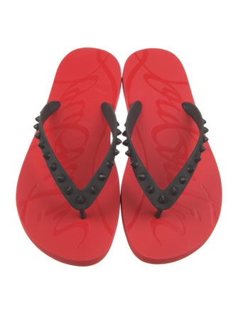 Christian Louboutin Rubber Studded Accents Flip Flops