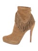 Christian Louboutin Suede Fringe Trim Accent Sock Boots