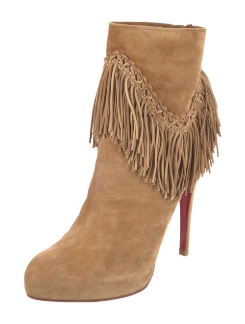 Christian Louboutin Suede Fringe Trim Accent Sock Boots