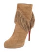 Christian Louboutin Suede Fringe Trim Accent Sock Boots