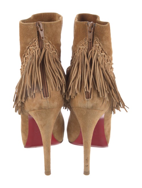 Christian Louboutin Suede Fringe Trim Accent Sock Boots