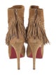 Christian Louboutin Suede Fringe Trim Accent Sock Boots