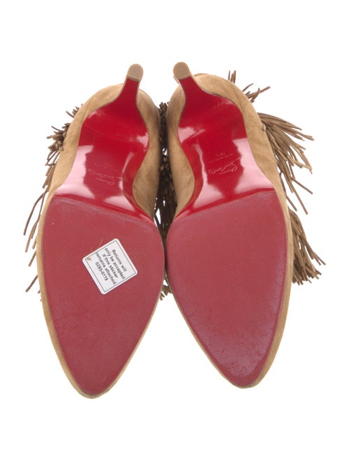 Christian Louboutin Suede Fringe Trim Accent Sock Boots
