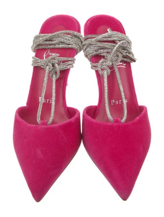 Christian Louboutin Suede Printed Slingback Pumps