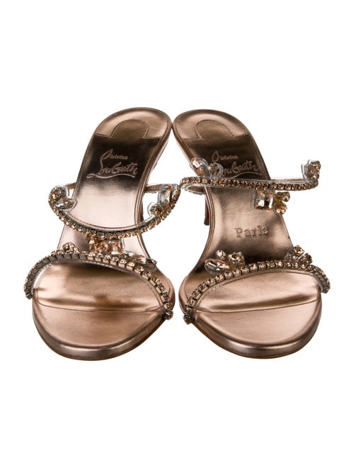 Christian Louboutin Leather Crystal Embellishments Slides