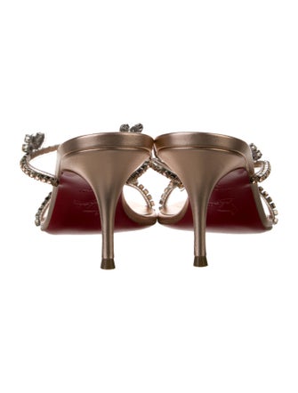 Christian Louboutin Leather Crystal Embellishments Slides