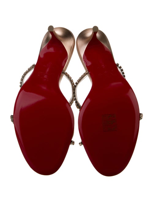 Christian Louboutin Leather Crystal Embellishments Slides