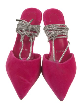 Christian Louboutin Velvet Colorblock Pattern Slingback Pumps