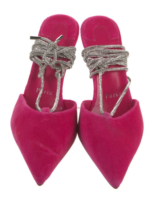 Christian Louboutin Velvet Colorblock Pattern Slingback Pumps