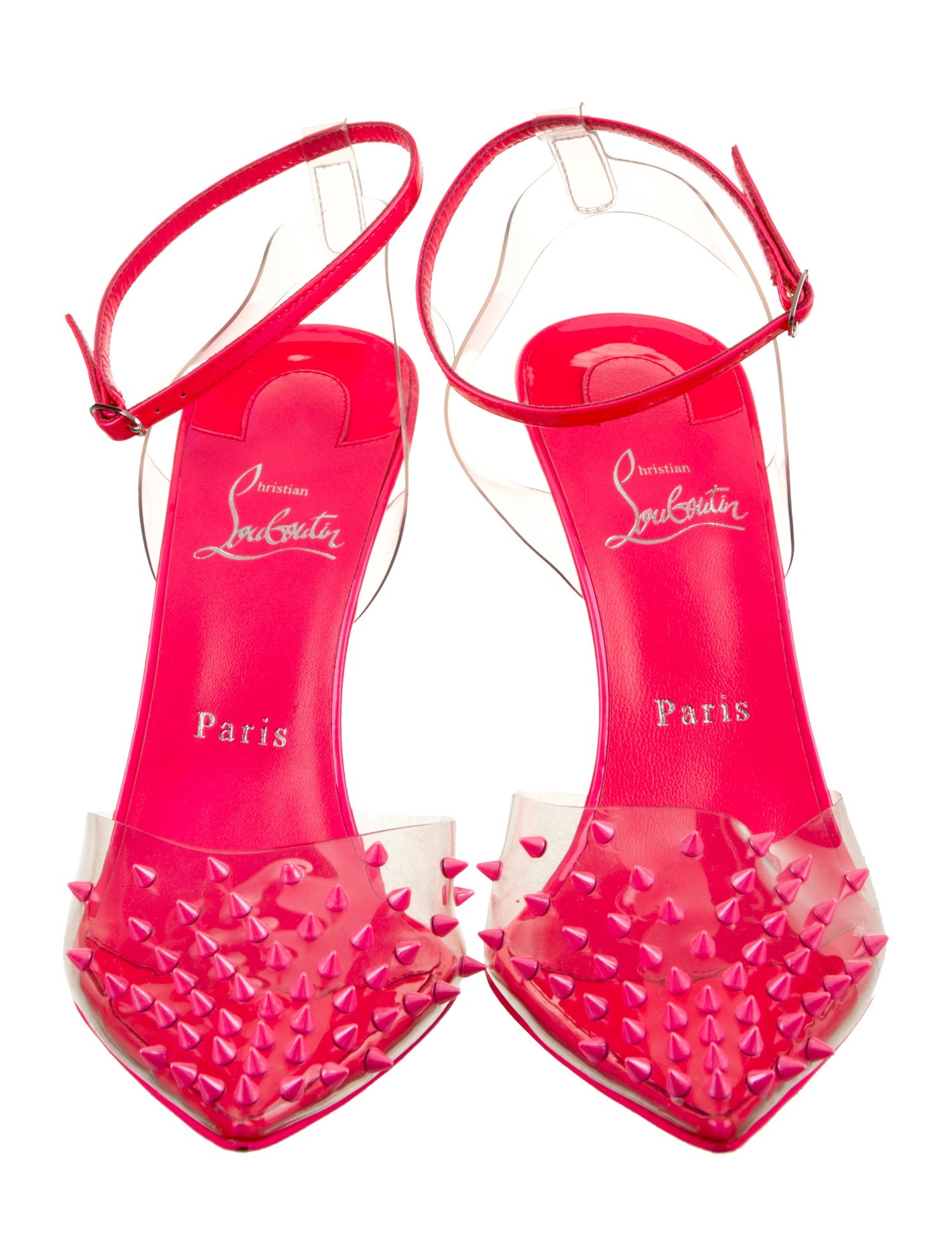 Christian Louboutin PVC Studded Accents Slingback Pumps