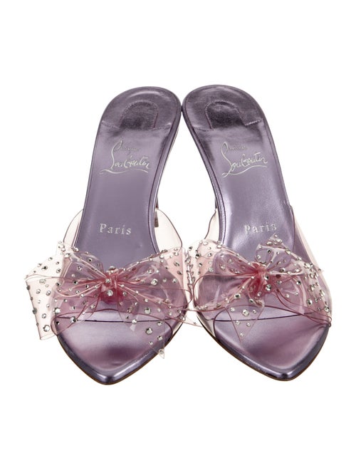 Christian Louboutin Leather Crystal Embellishments Slides