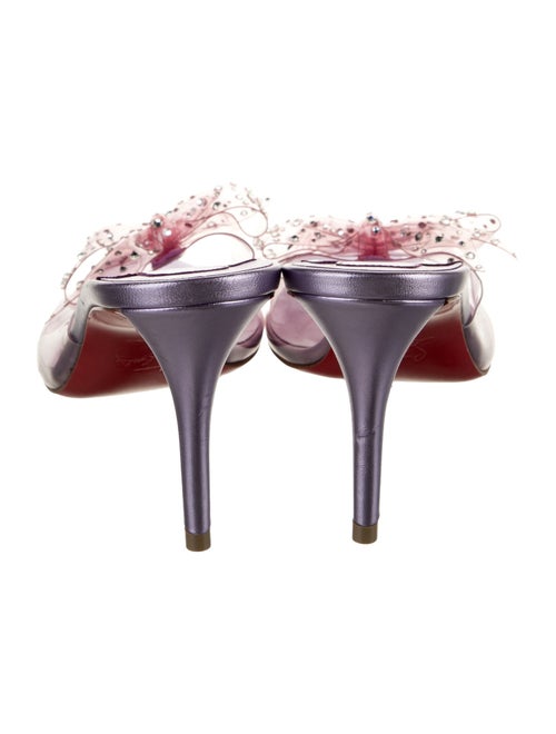 Christian Louboutin Leather Crystal Embellishments Slides