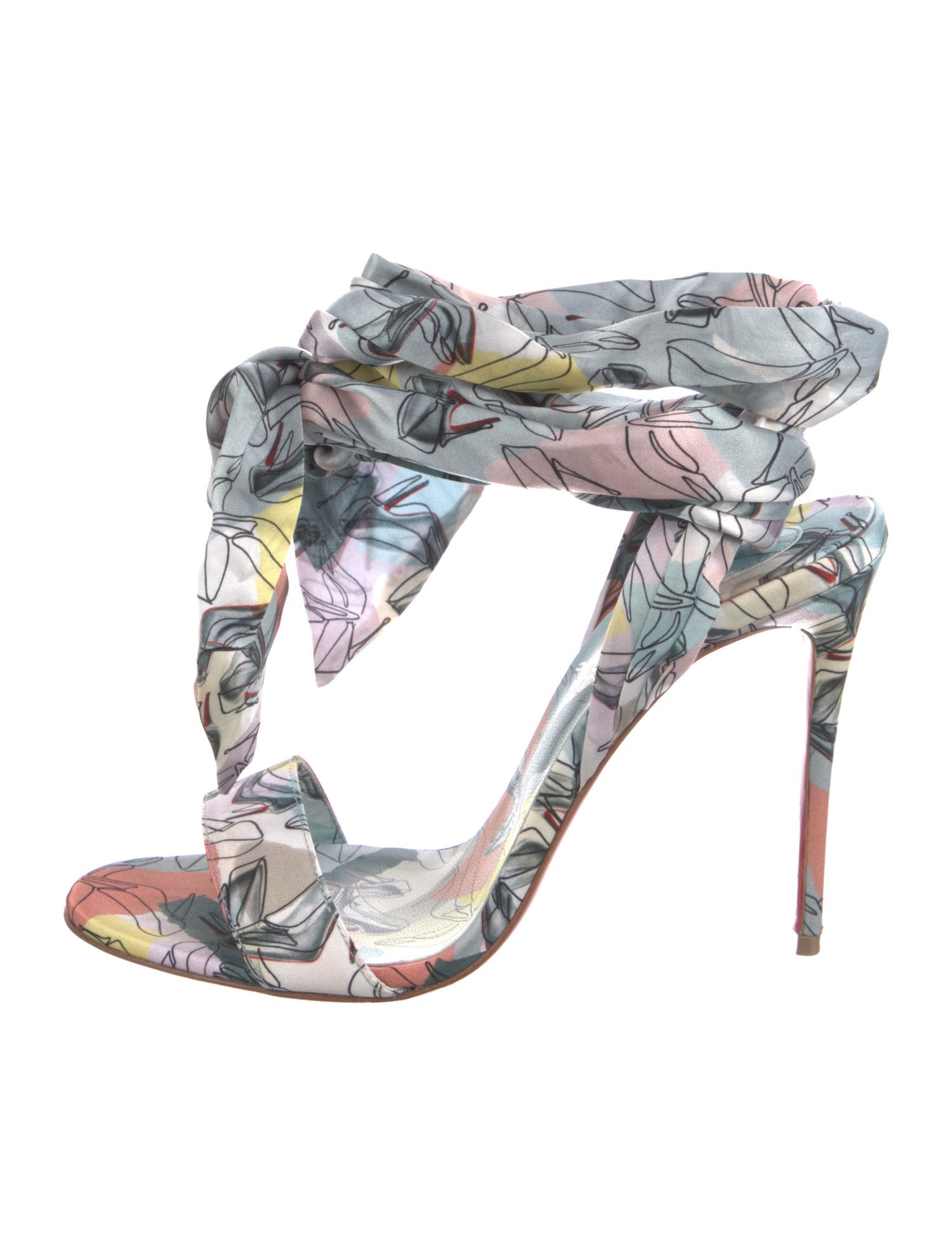 Christian Louboutin Silk Printed Gladiator Sandals
