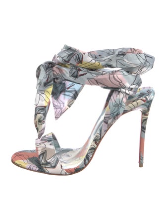 Christian Louboutin Silk Printed Gladiator Sandals