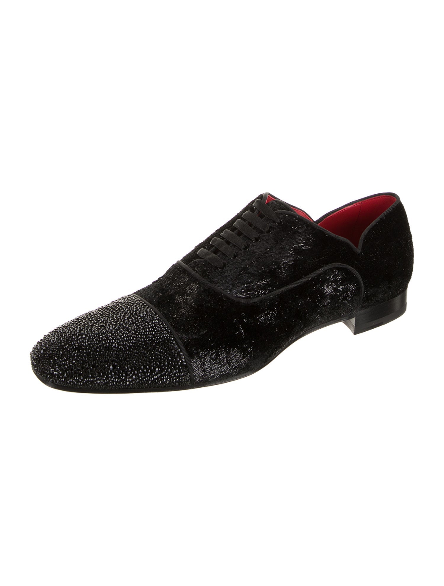 Christian Louboutin Suede Crystal Embellishments Loafers
