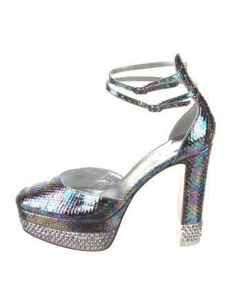Christian Louboutin Embossed Leather Crystal Embellishments D'Orsay Pumps