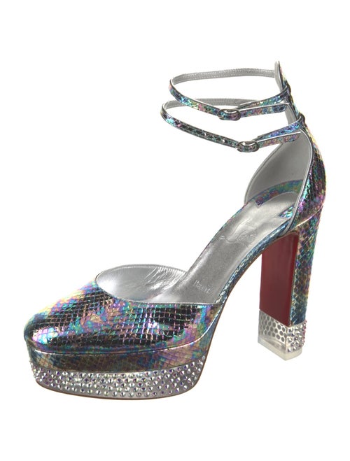 Christian Louboutin Embossed Leather Crystal Embellishments D'Orsay Pumps