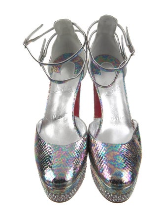 Christian Louboutin Embossed Leather Crystal Embellishments D'Orsay Pumps