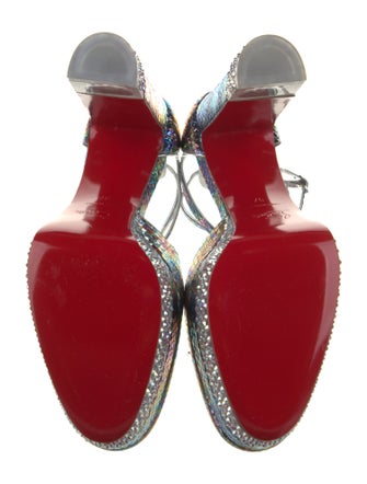 Christian Louboutin Embossed Leather Crystal Embellishments D'Orsay Pumps