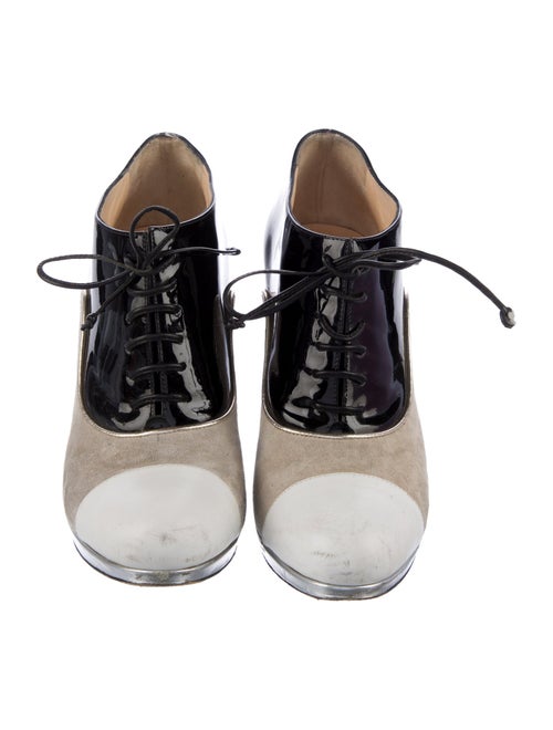 Christian Louboutin Patent Leather Colorblock Pattern Pumps