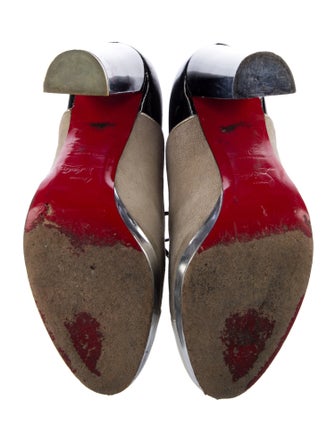 Christian Louboutin Patent Leather Colorblock Pattern Pumps