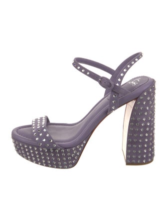 Christian Louboutin Suede Crystal Embellishments Slingback Sandals